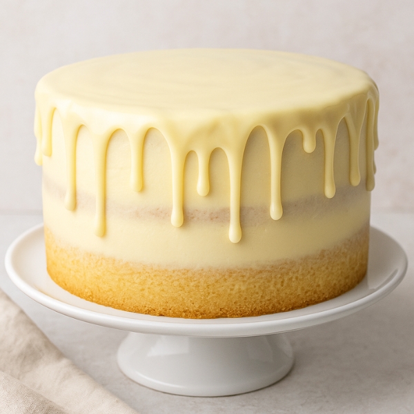 white chocolate drip cake