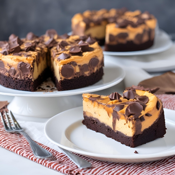 Peanut Butter Cup Brownie Cheesecake