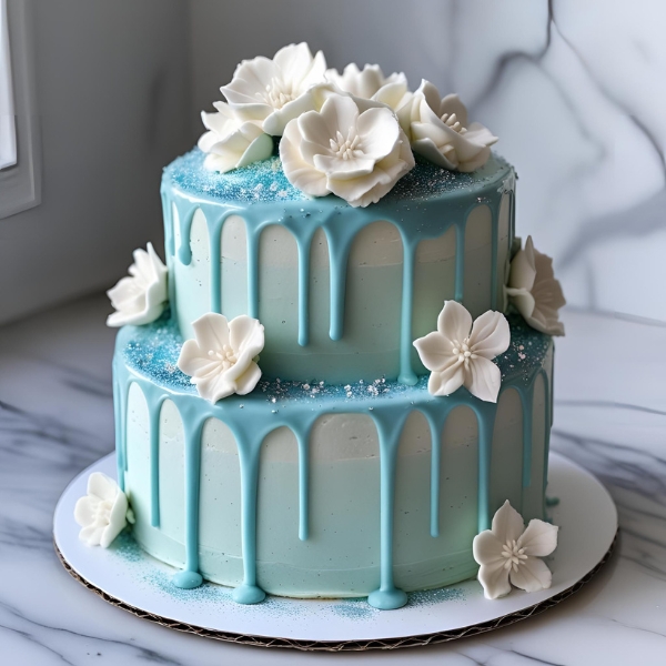 blue drip cake
