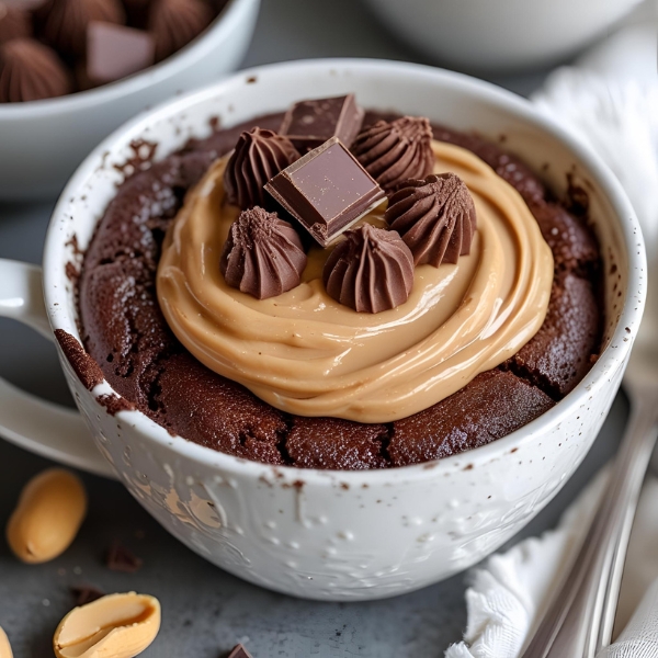 Chocolate and Peanut Butter Mug Cake