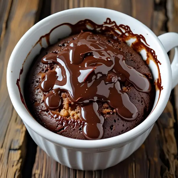 Chocolate Mug Cake with Chocolate Syrup
