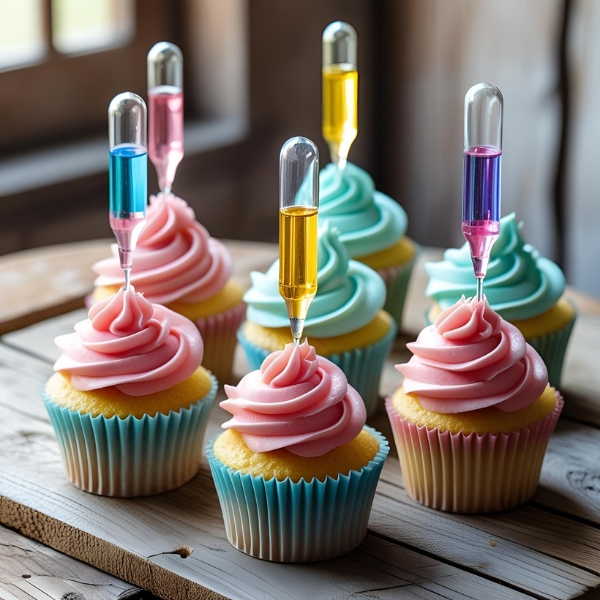 cupcakes with pipettes