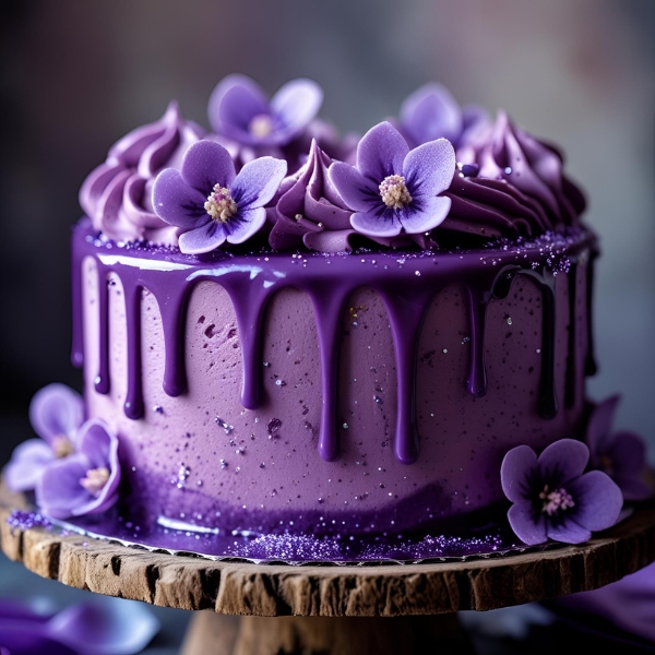 purple drip cake