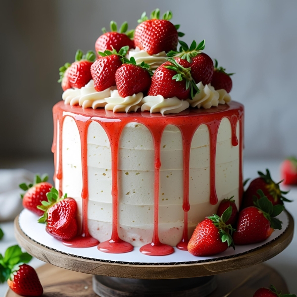 strawberry drip cake