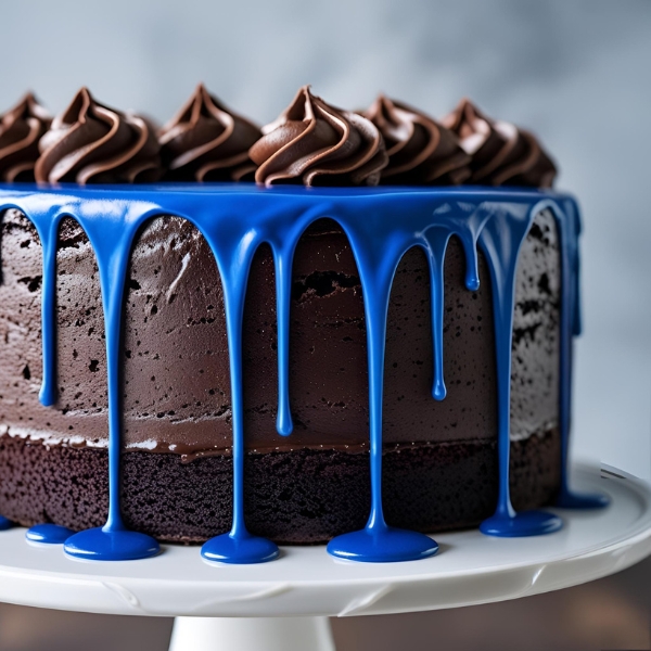 blue chocolate drip cake