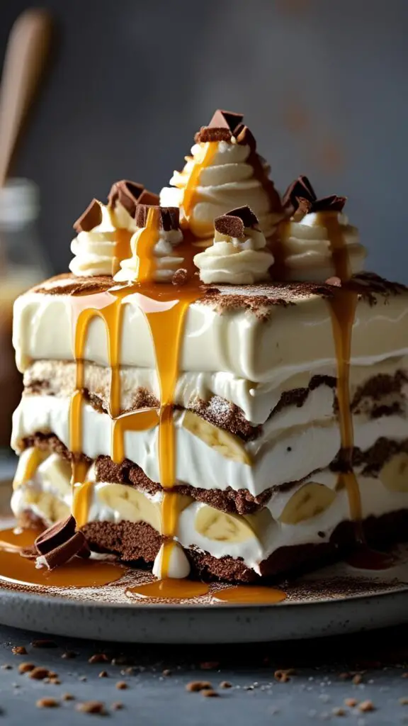 banana pudding tiramisu with caramel