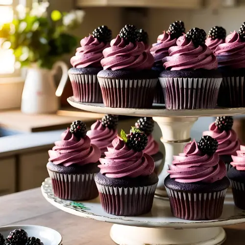 Chocolate Cupcakes with Blackberry Buttercream