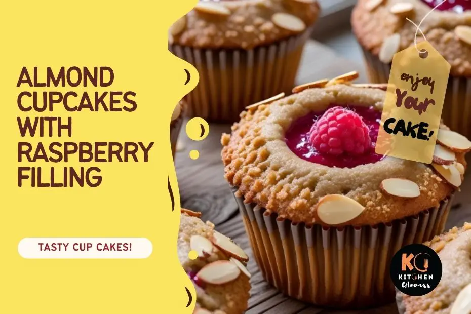 almond cupcakes with raspberry filling
