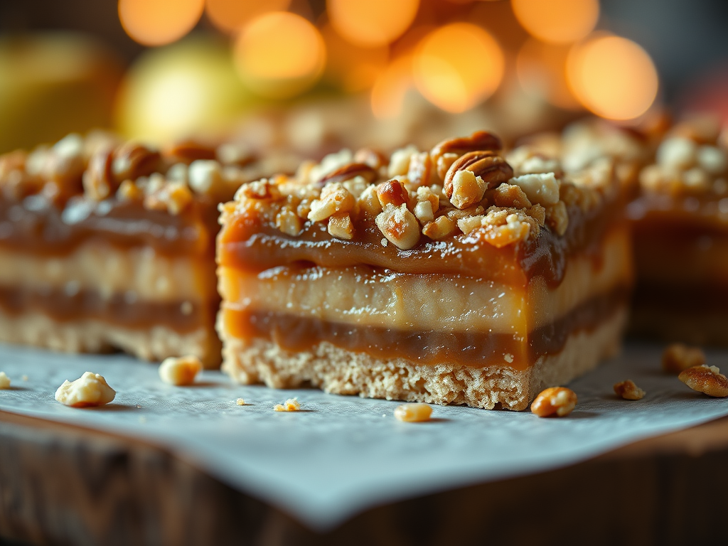caramel apple dessert bars with Mix chopped nuts into the topping