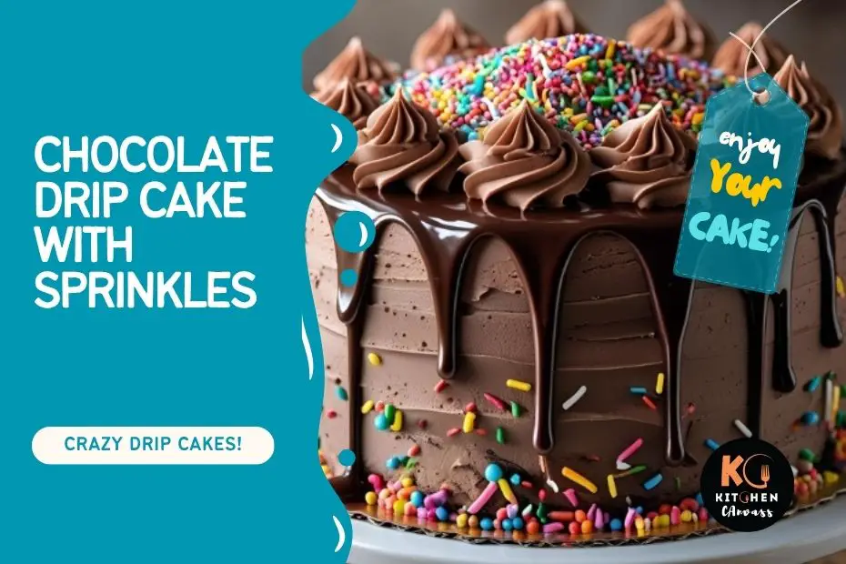 chocolate drip cake with sprinkles